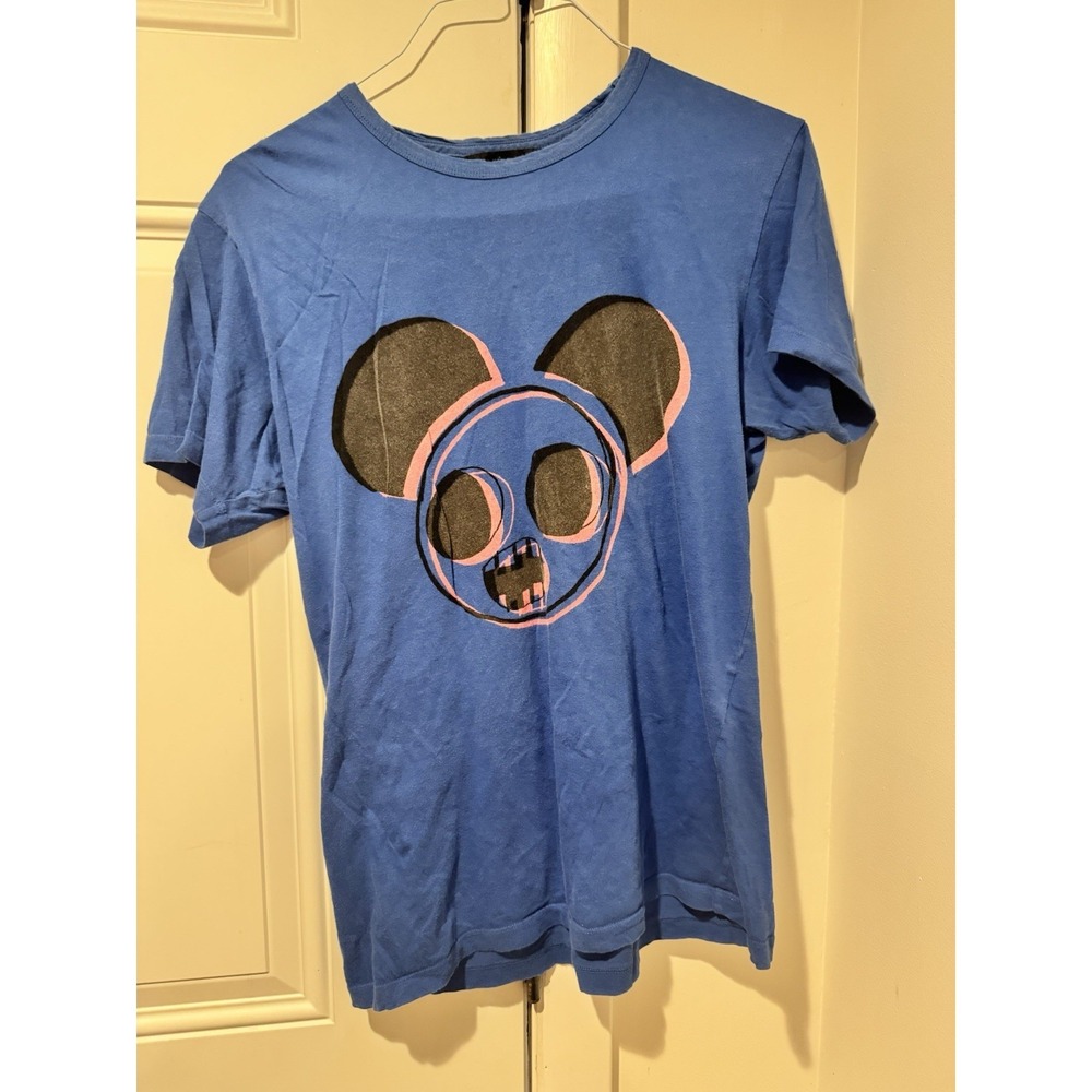 Marc Jacobs Adult M Blue Tshirt Skull Mouse Graphic Short Sleeves Creepy